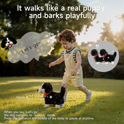 eJog Pup Electronic Interactive Plush Dog Toy, Realistic Robot Puppy Toy, Walking, Talking, Barking, Tail Wagging, Voice-Activated Control Stuffed Animal Pet Toys for Children Ages 3+