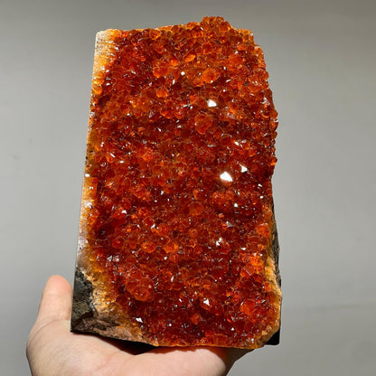 CrystalHola 200-700g Selected Raw Geode Quartz Cluster Home Feng Shui Ornaments Energy Stone Healing Tools Meditation Feng Shui Decoration,Stone Display Piece, Mineral Specimen (Orange, 200-300g)