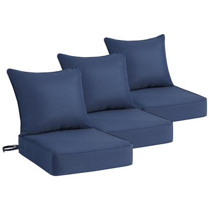 Domvaranique Patio Furniture Cushion Set, 24 x 24 x 6 Extra Thick Deep Seat Outdoor Chair Cushions for Patio Furniture, Olefin Replacement Set, Water Resistant, Removable Cover, Ties and Handle, Blue
