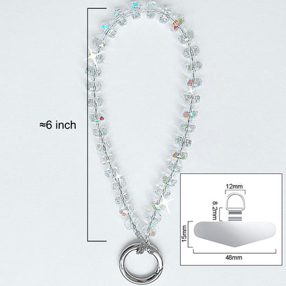 TENOC Beaded Phone Wrist Strap, Cellphone Lanyard Chain, Sparkling Wristlet Bracelet for Women, Clear