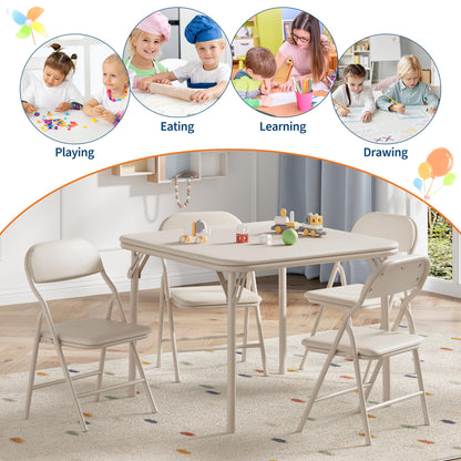 IDEALHOUSE 5 Piece Boys Girls Folding Table and Chairs Set, Activity Table and Chairs Set for Dining Room,Daycare,Classrooms