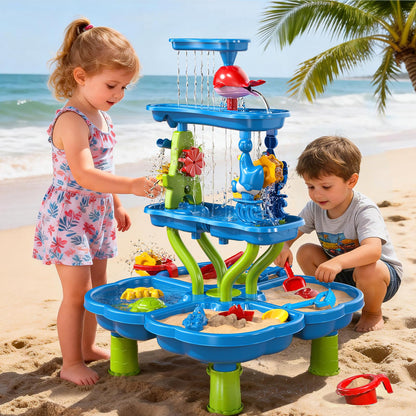 Kenthoris Water Table for Toddlers 1-3, Toddler Outdoor Toys Kids Summer Beach Backyard Pool Splash Activities Playsets, Water and Sand Activity Sensory Playset for Toddlers 1.5+ Years Old (9988)