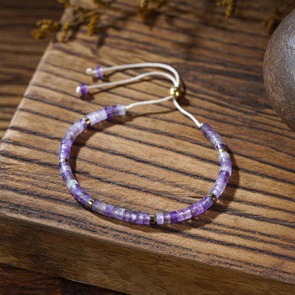 Plumiss Inspirational Gifts Bracelets for Women, Boho Handmade Natural Amethyst Stone Purple Beaded Bracelets, Life is Tough But So are You Bracelet