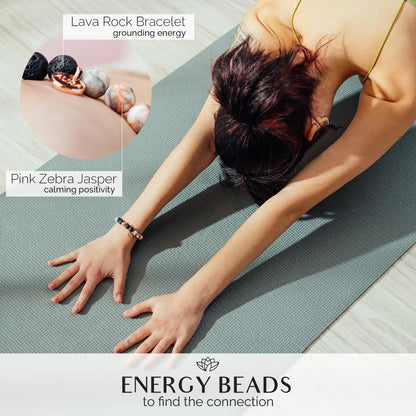 Beaded Bracelets for Women Lava Rock Essential Oil diffuser bracelet Healing Crystal Stone Bead Bracelet Birthday Gift for Mom Stress Relief Calming Energy Aromatherapy Gifts Yoga Selfcare Bracelet