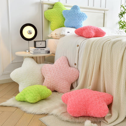 ZCNYCLAM Star Pillow, 14.9" Star Shaped Plush Pillow for Couch Bed Sofa, Cute Decorative Throw Pillows with Soft Faux Fur Room Decor for Bedroom Living Room (White)