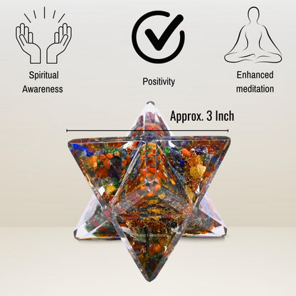 Amazing Gemstone 1 Pcs Seven Chakra Large Crystal Orgone Merkaba Star for Reiki Healing Meditation and Crystal Grid