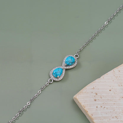 PEIMKO 925 Sterling Silver Infinity Symbol Turquoise Exquisite Bracelet Boho Style Bracelet Jewelry Gifts for Women Mother-3