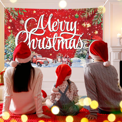 Large Christmas Banner Decorations Red Flag Outdoor 72x44 Inch, Merry Christmas Gifts for Indoor Home House Decor Party Supplies, Yard Sign Background for Photography