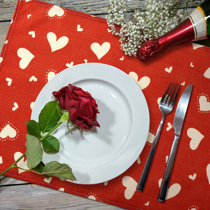 SmoothNovelty 12 Pcs Easter Rabbit Placemat St. Patrick's Day Shamrock Clover Placemats Red Heart Place Mat 18 x 12 Inch Burlap Washable Table Mats for Kitchen Dining Wedding Party(Fresh)