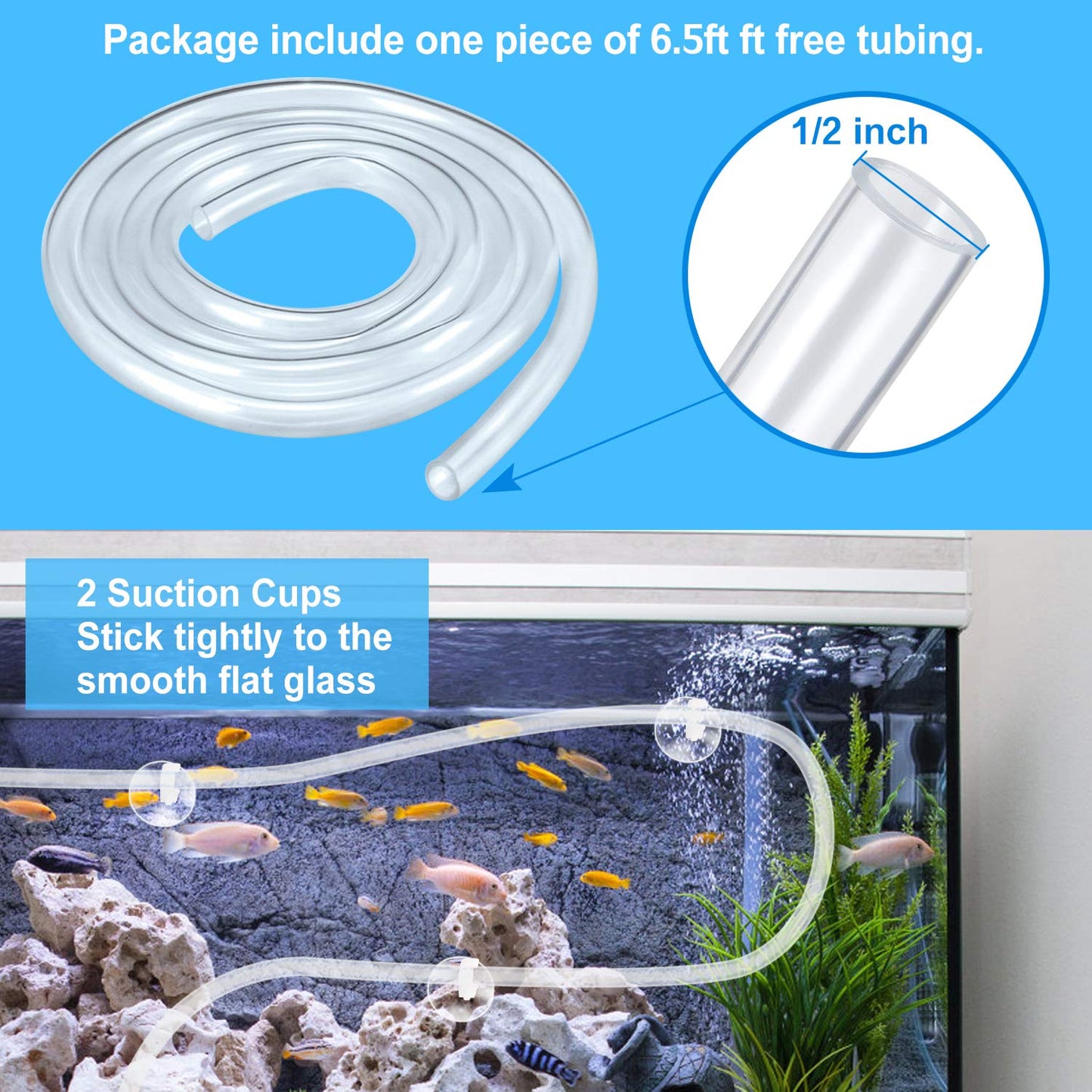 CWKJ Fountain Pump, 880GPH Submersible Water Pump, Durable 60W Outdoor Fountain Water Pump with 6.5ft Tubing (ID x 1/2-Inch), 3 Nozzles for Aquarium, Pond, Fish Tank, Water Pump Hydroponics, Fountain