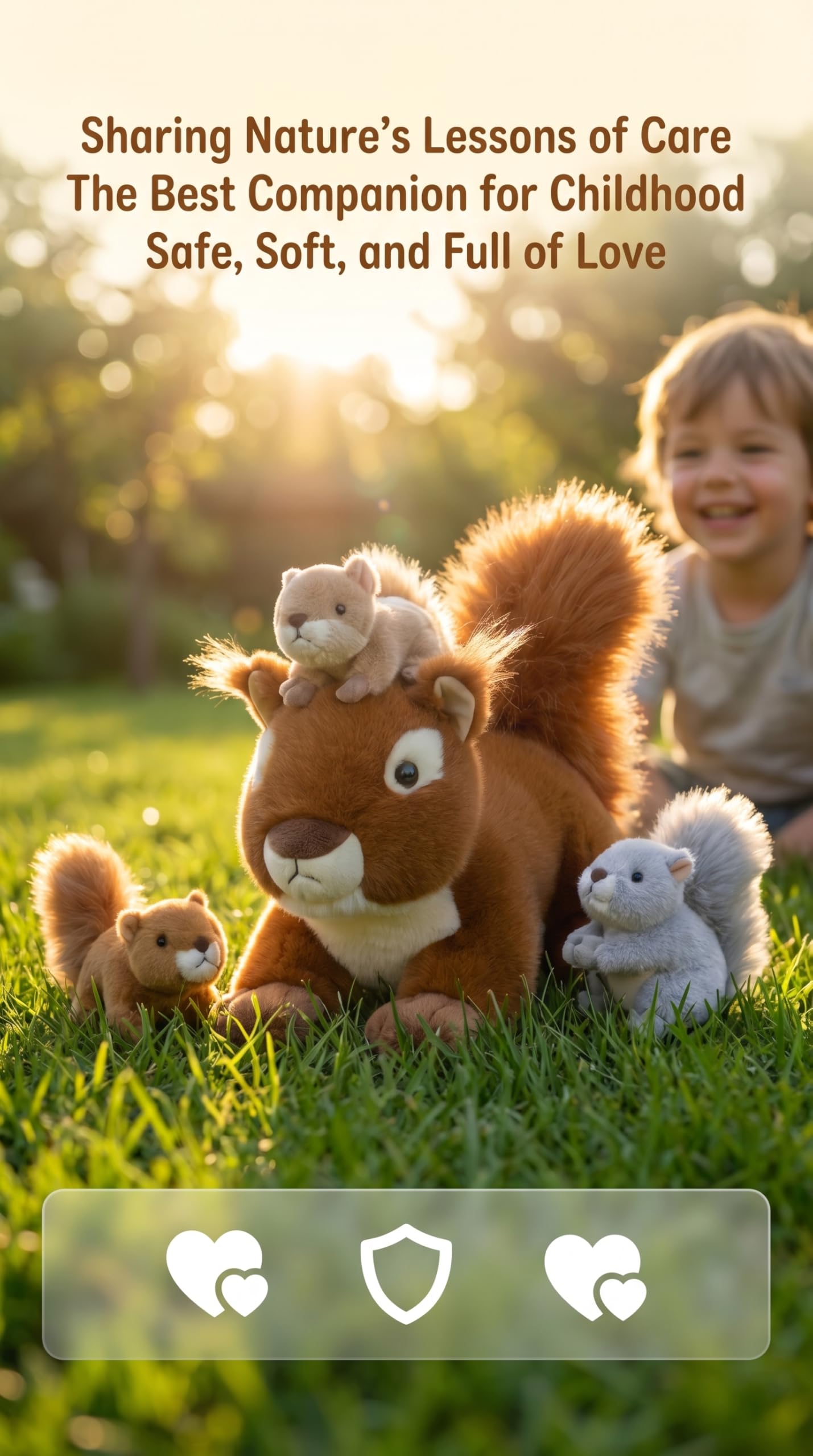 MaoGoLan 4Pcs Squirrels Stuffed Animal, Realistic Red Squirrel Plush Toys with 3 Baby Squirrels for Small Hand,Adorable Stuffed Squirrels Gift for Forest Animal Lover,Girls,Boys,Kids,Baby Shower