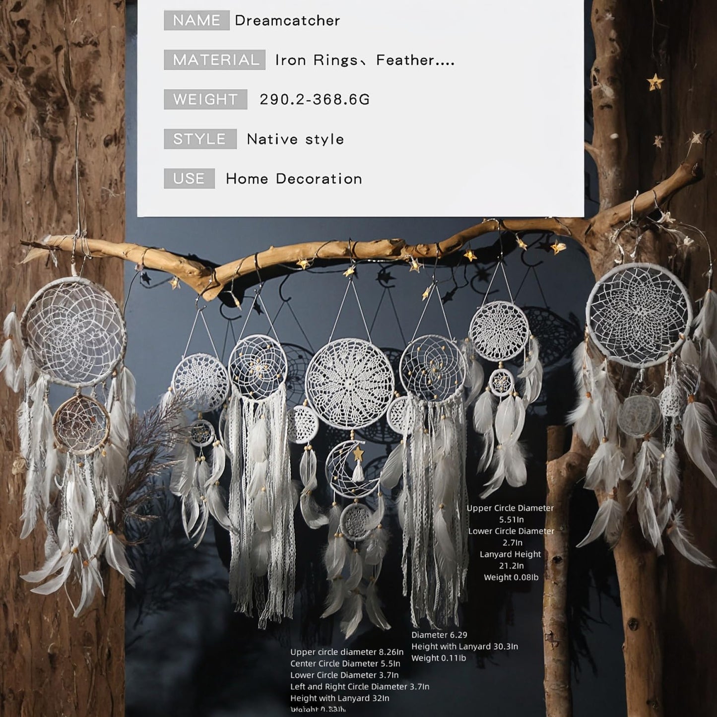 Dream Catcher Wall Decor,Large Boho Dream Catcher with Luxurious Feathers & Beads, Handmade Wall Hanging for Bedroom,Living Room, Gift Ready for Girls & Adults (Floral)