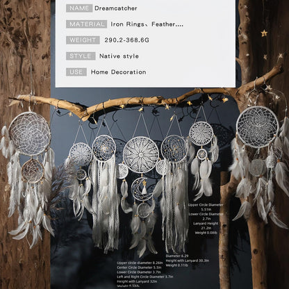 Dream Catcher Wall Decor,Large Boho Dream Catcher with Luxurious Feathers & Beads, Handmade Wall Hanging for Bedroom,Living Room, Gift Ready for Girls & Adults (Floral)