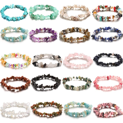 Hicarer 20 Pieces Crystal Stretch Chip Bracelets Bulk Natural Gemstone Chakra Bracelets for Women Reiki Yoga Anxiety(Classic Style)