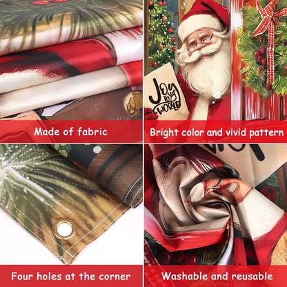CCINEE Christmas Door Cover Decoration - Xmas Santa Claus Window Door Cover Hanging Banner Background for Front Door Christmas Party Supply