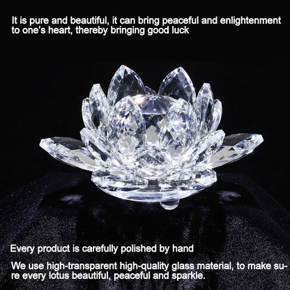 TENGFENG Sparkle Crystal Lotus Flower - 4'' Hue Reflection Clear Crystal Blue Lotus for Feng Shui Home Decor Sun Catcher Ornaments or Paper Weight with Gift Box (100MM) Blue