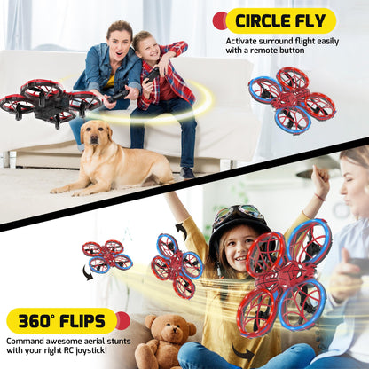 Spider Mini Drone for Kids with Altitude Hold and Headless Mode, 2 Batteries, Full Propeller Guards, 3 Lighting Effects, 360° Flips, 3 Speeds, Birthday Gifts Toys for Beginners Boys Girls