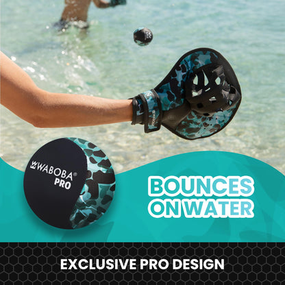 Waboba Catch Water Gloves Pro Water Bouncing Ball Set - for Beach Games & Swimming Pool Toys – 2 Baseball Style Mitts for Catching Water Balls – One Size Ambidextrous Design, Black
