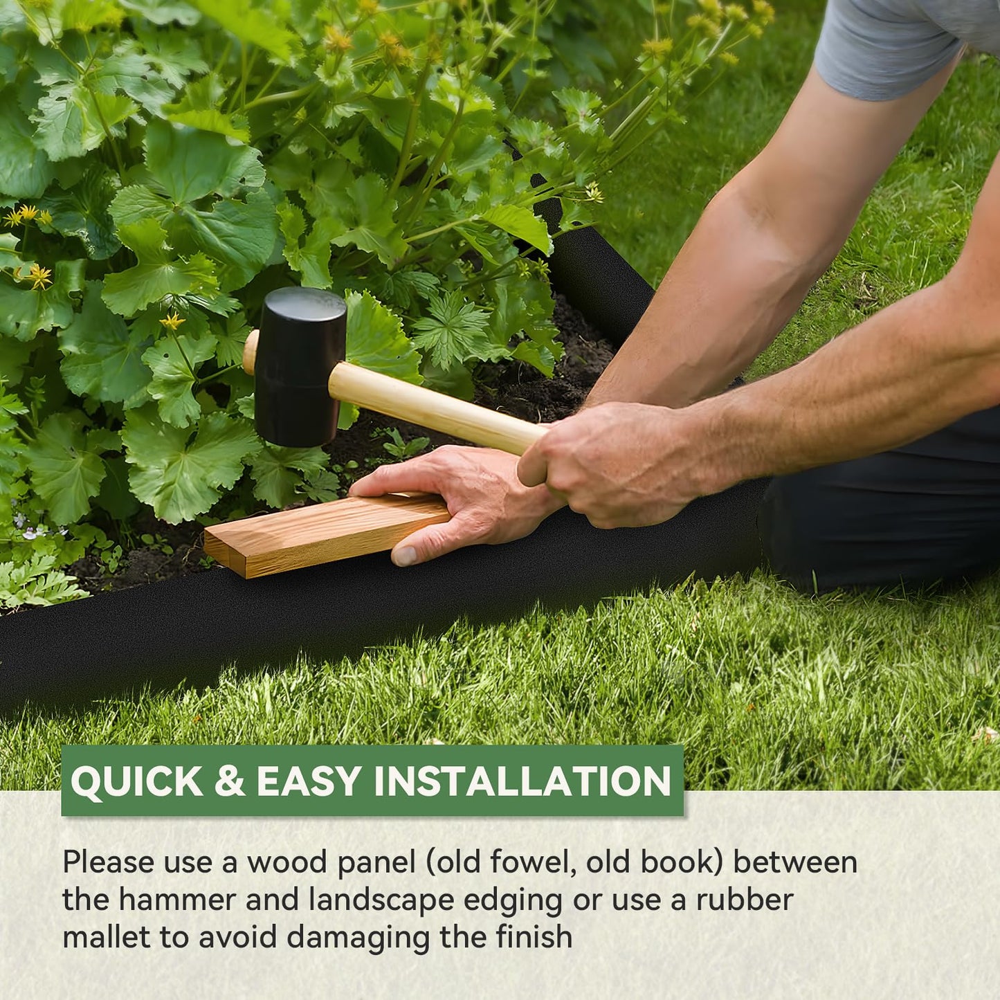 LMYYGOO 6PCS 8 inch Steel Landscape Edging Kit - 40" L x 8" H Each (20ft Total) Galvanized Steel Edge for Lawn Yard- No-Dig Hammer-in Heavy Duty Metal Edging Border with 6 Clips