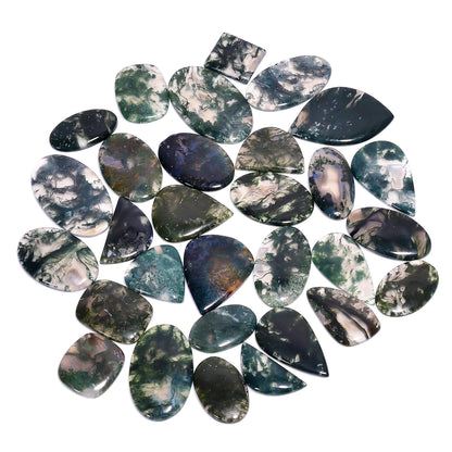 100 carats Natural Moss Agate Cabochon Gemstone, Polished Crystals, Green Rock Stone, Jewelry Making Supplies, Chakra Healing, Wire Wrapping, Art-Crafts-DIY Stone, 3 to 5 pcs