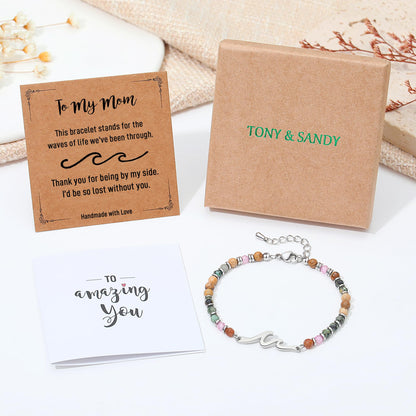 TONY & SANDY Mothers Day Gifts for Mom, Birthday Gifts for Mom Wave Bracelet, Moms Gift from Daughters, Unique Presents for Moms Mommy Mama Women Jewelry Christmas Valentines