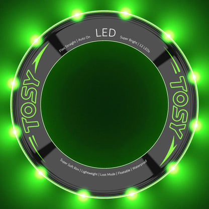TOSY Bundle of 2 - Green + Red - Flying Ring 12 LEDs Super Bright