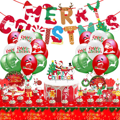 Sekeline Christmas Dinnerware Set Santa Claus Party Supplies Includes Plates Napkins Cups Knives Spoons Forks Tablecloth Balloons Banner Cupcake Toppers for Merry Christmas Party 156 Pieces