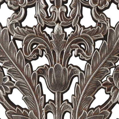 Madison Park Wall Art Living Room Décor - Floral Antiqued Wooden Carving Wall Decor Panel, Silver Embellished, Ready to Hang Wall Decor for Bedroom, 15.75"W x 31.5"L x 0.59"D, Bronze, 2 Piece