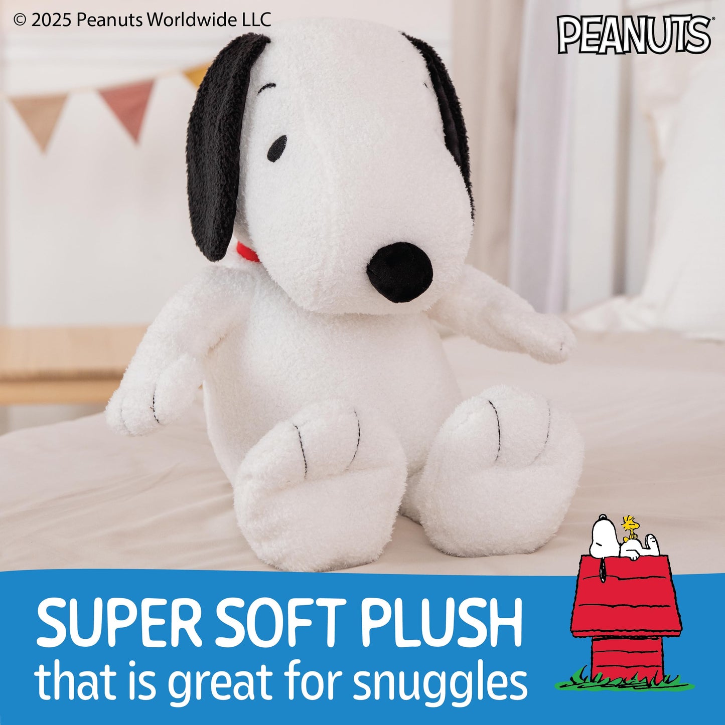 Kids Preferred Peanuts Snoopy Cuteeze Plush, Embroidered Details & Crinkle Feet, Stuffed Animal Toy for Baby and Toddler Boys & Girls - 25 Inch Size