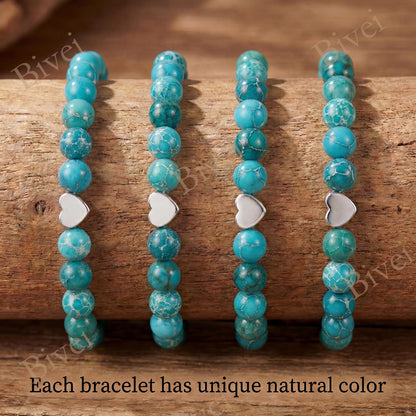 Bivei 6mm Sea Sediment Jasper Crystal Stretch Bracelets for Women, Handmade Natural Stone Beaded Bracelet, Yoga Protection Jewelry Gift
