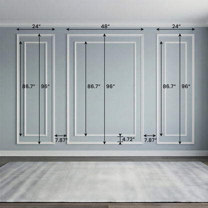 SMARTSTANDARD Wall Molding Panels, Pre Cut Wainscoting Panels for Interior Living Room Bedroom Decor, Paintable PS Wall Molding for Accent Wall, 3 Set Bilinear Frame, Adhesive Installation