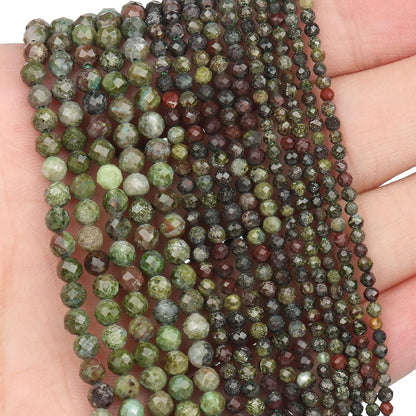 Song Xi 120pcs 3mm Natural Dragon Blood Gemstone Beads Faceted Round Loose Stone Beads for Jewelry Making (1 Strand)