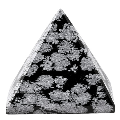 Amazing Gemstone Snowflake Obsidian Pyramid Crystal Healing Stones - 1.5" Great Pyramid Figurine of Natural Stone Pyramid for Meditation, Reiki, Chakra Balancing and Crystal Pyramids Grid
