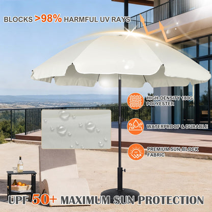 Blissun 6.5ft Patio Umbrella with Push Button Tilt & Height Adjustable, UV50+ Sun Protection with Sturdy Fiberglass Ribs & Iron Pole, Market Umbrella for Outdoor Table Garden Backyard Beach, Cream White