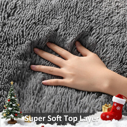 Ophanie Runner Rug for Hallway, 2x6 Upgrade Non-Slip Fluffy Soft Bedside Rugs, Bedroom Living Room Grey Shaggy Gray Carpet for Kids Girls Boys Dorm Nursery Home Decor Aesthetic