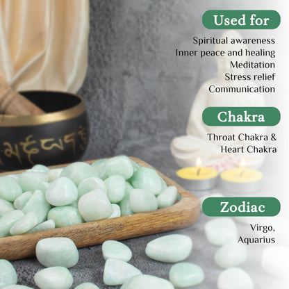 Crocon 1LB Amazonite Tumbled Stones and Crystals bulk 2000+ Carats Natural Crystal Kit for Reiki Healing Crystal Polished, Tumble Stones, Chakra Balancing, Reiki Gift, Home Decor Size : 20-25 mm