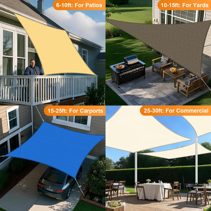 Artpuch 12'x16' Sun Shade Sail BeigeCurved Commercial Outdoor Shade Cover Cream Rectangle Heavy Duty Permeable 185GSM Backyard Shade Cloth for Patio Garden Sandbox (We Make Custom Size)
