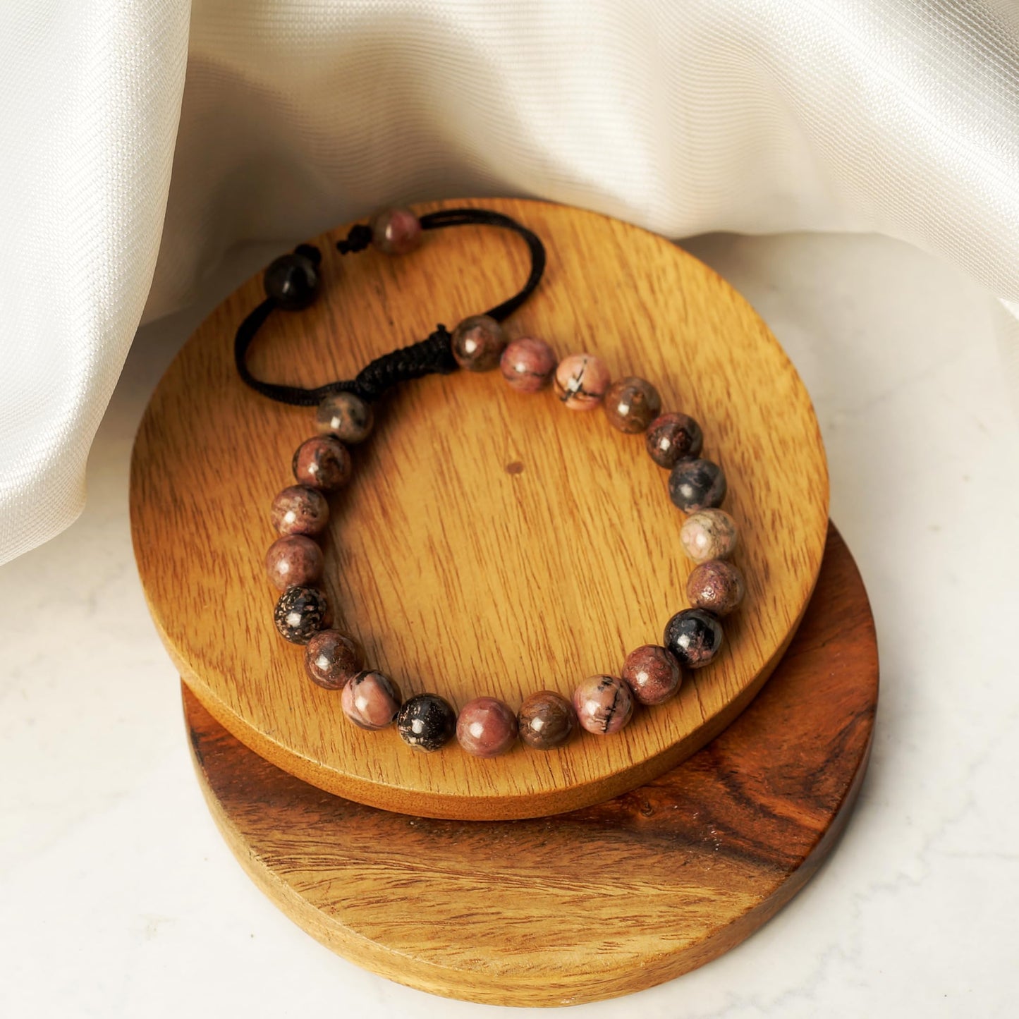 Rhodonite Bracelet & Pendant necklace - Natural Rhodonite Stone jewlery set handcrafted with 8 mm Beads, For Self-love and Self-acceptance - Free Size Unisex Adult