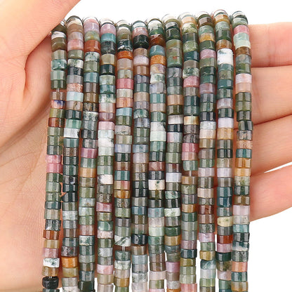 150PCs Natural India Agate Spacer Beads, Loose Semi Precious Flat Round Gemstone Heishi Disc Stone Beads for Beading Jewelry Making 4mm*2mm 38cm