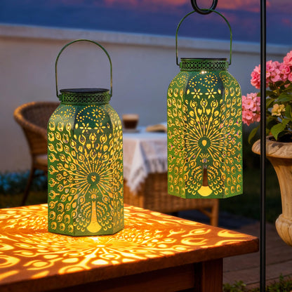 Homeimpro Solar Outdoor Lanterns Waterproof Peacock Gardening Gifts for Mom, Big Solar Garden Yard Art, Outside, Patio, Birthday Mothers' Day Gifts Grandma Wife (2Pack, Antique Green)