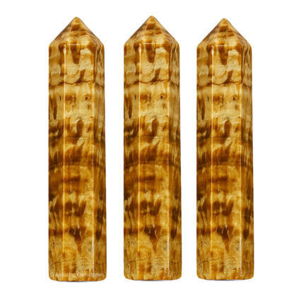 Amazing Gemstone Aragonite Crystal Points Bulk Healing Crystals and Stones - Pack of 3 Single Terminated Healing Wand Point Bulk Crystals for Crafts, Crystal Grid, DIY Work - Premium Crystals