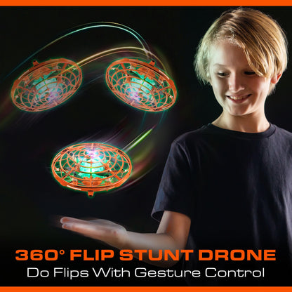 Force1 Scoot Skeet Mini Drone Electronic Shooting Game for Kids (Drone Only)- Hand Drones for Kids Compatible with Scoot Skeet LED Blaster, Electronic Target Game Indoor Flying Ball Drone Toy (Orange)