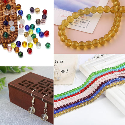 Gocelyn 476Pcs Natural Gemstone Smooth Round Crystal Glass Beads for Jewelry Making(Brown), Glass Spacer Loose Beads for Crafts Bracelets Necklaces Charms Pendants Presents 4/6/8/10/12mm