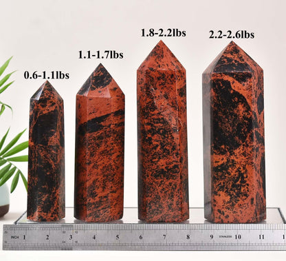 Mahogany Obsidian Stone Tower Obelisk Healing Crystal Wand Large Reiki Meditation Gifts 1.1-1.7 LBS