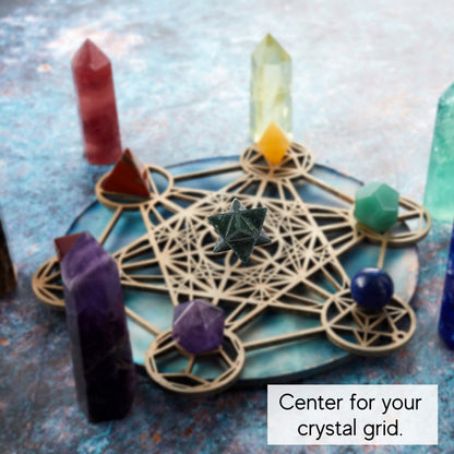 Amazing Gemstone Moss Agate Merkaba Crystal - 1 Inches Metaphysical Merkaba Star for Meditation - Energetic Tetrahedron Crystal and Healing Stones for Spiritual Growth and Healing (20-25mm)