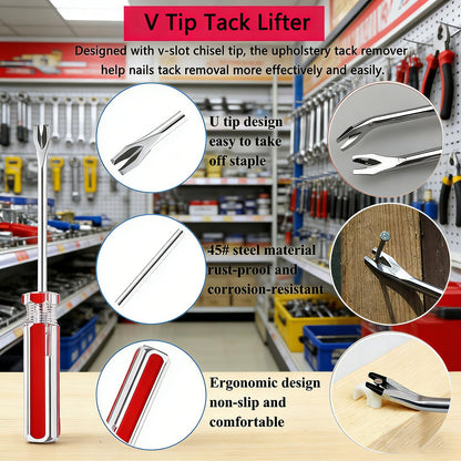 Upholstery Staple Remover Tack Puller Nail Remover Tool Set Nail Puller Plier, Staple Puller, Tack Lifter, Fastener Remover, for Furniture Floor Wall Wooden Case Car Photo Frame (5 pcs)
