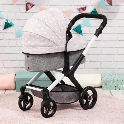 Bayer Pram Xeo - Doll Stroller with Stars Design, Convertible Pushchair for 18" Dolls, Ages 3+