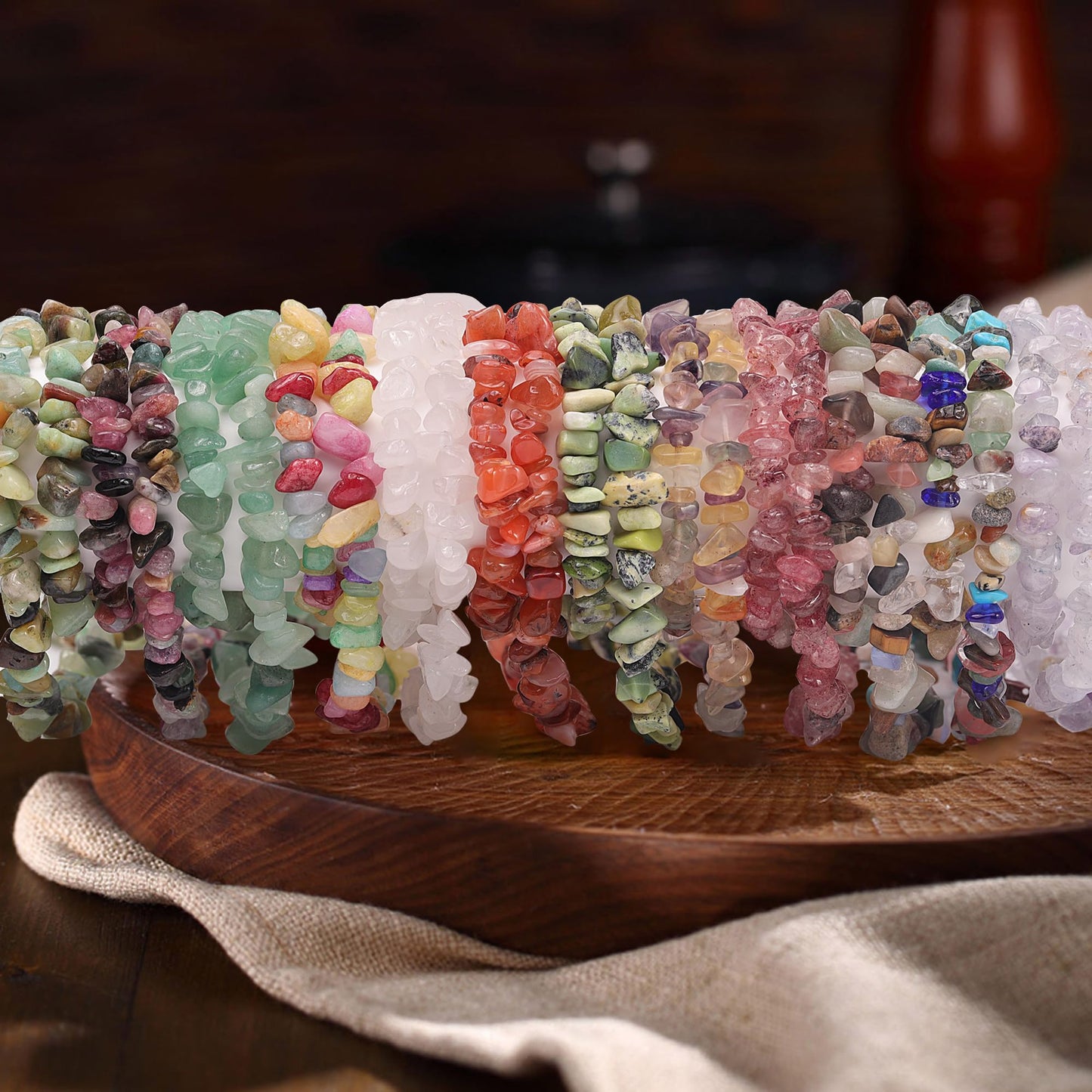Youngbling Natural Chip Stone Beads 450 Pcs 5-8mm Healing Crystal Irregular Gemstone Drilled Lose Rocks Rose Quartz Beads for Bracelet Jewelry Making