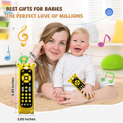 KIRALUMI Baby Remote Control Toy with Giraffes Silicone Cover - Educational Musical Baby Toddler Toys with Realistic Play, Lights, and Sounds - 6, 9, 12, 18 Month Boys Girls Toys Gift