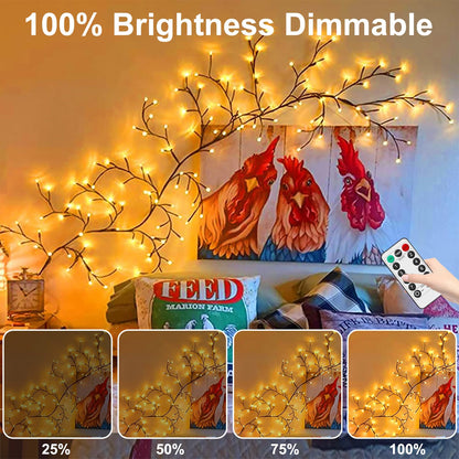 Vines for Home Decor with Remote, 7.5Ft Christmas Swags Decorations Indoor Artificial Plants Tree Branches 144 LEDs Lighted Willow Vine Lights for Walls Bedroom Living Room Decor Aesthetic (1PCS)